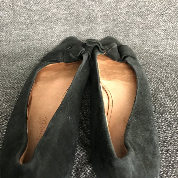 Madewell Womens French Knot Skimmer Black Suede Bow Pointed Toe Ballet Flats 9 - Picture 11 of 11